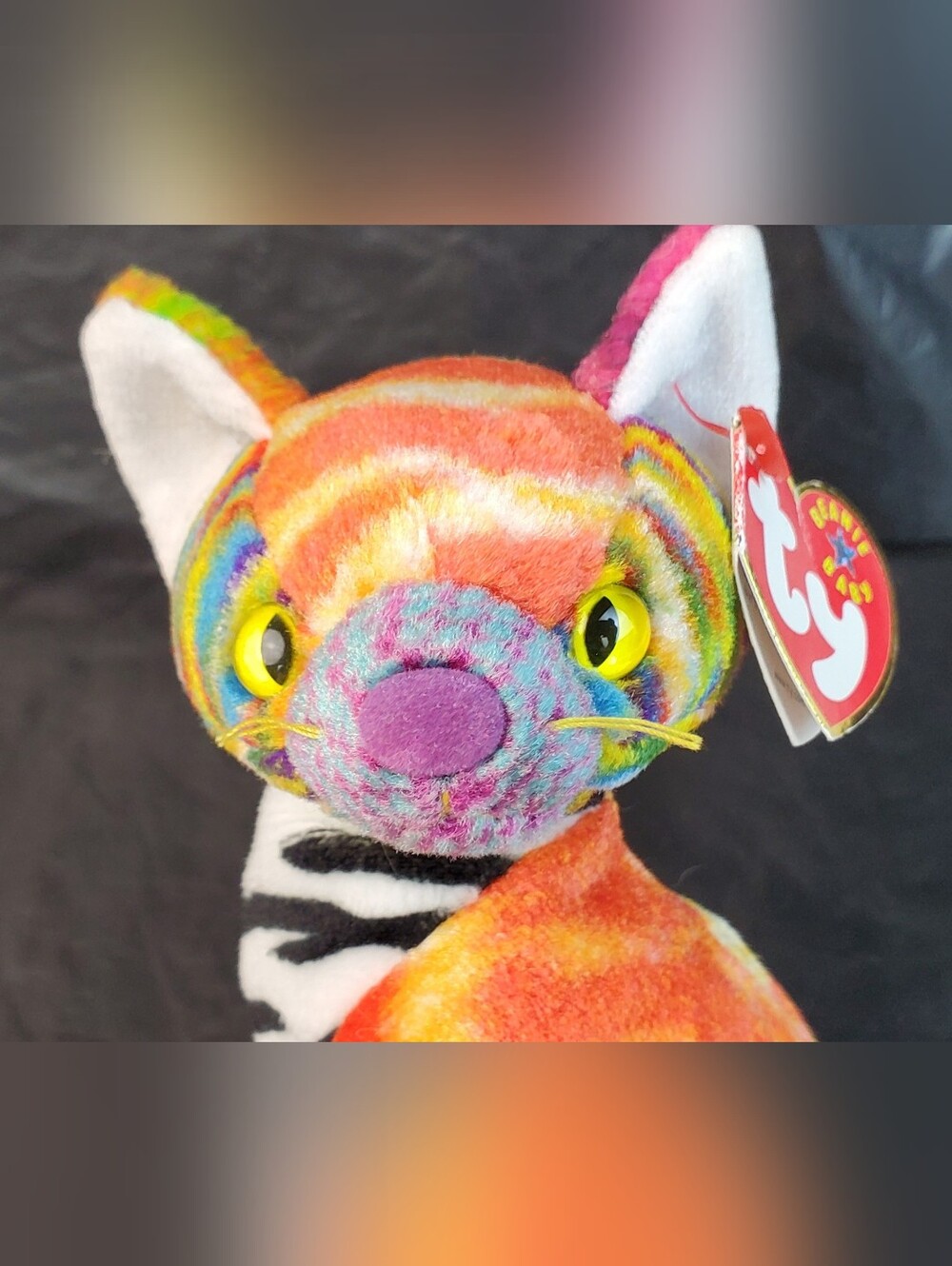 Ty Beanie Baby VTG Y2K KALEIDOSCOPE the Multicolor Cat Stuffed Animal Plush